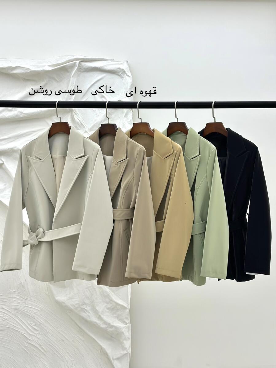 پالتو کتی چرم سیلیکونی کمربنددار آستردار pd456-11