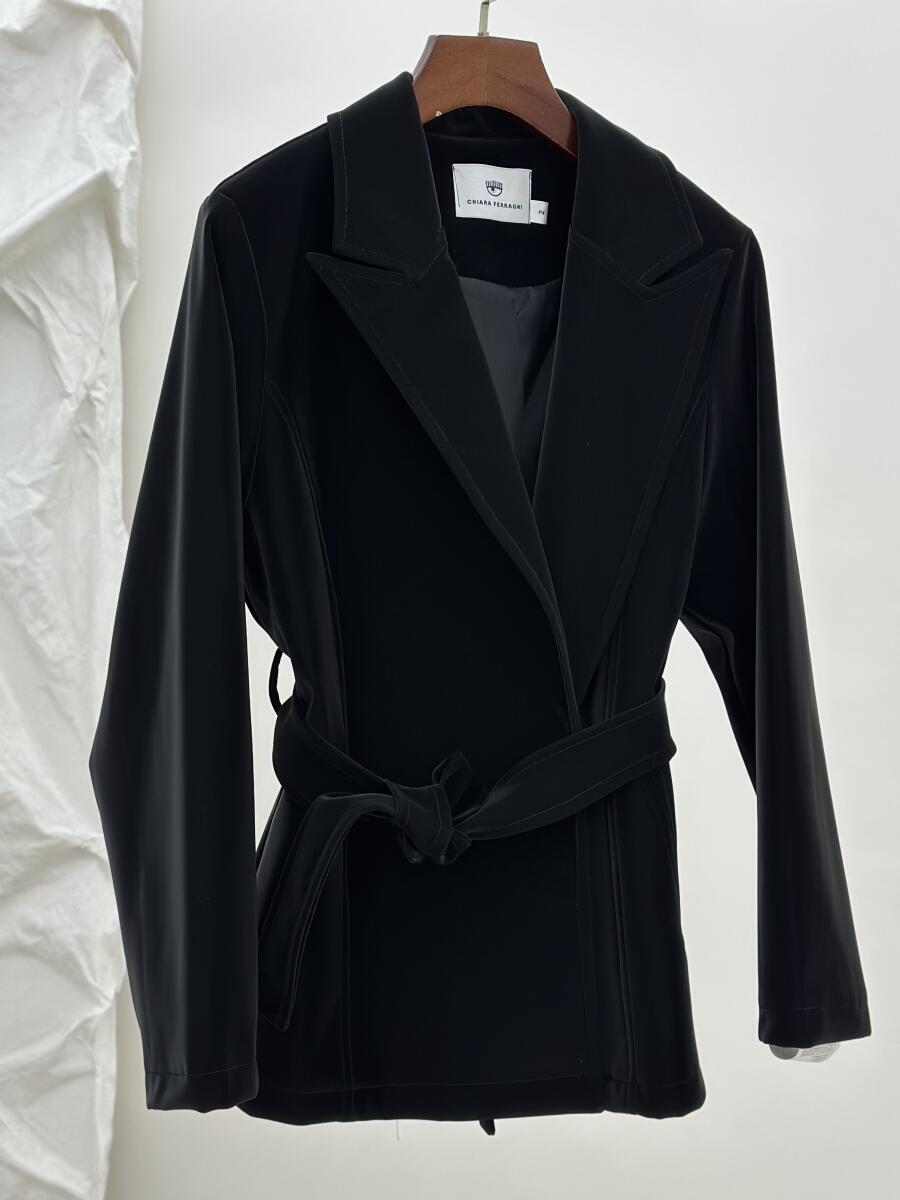 پالتو کتی چرم سیلیکونی کمربنددار آستردار pd456-11