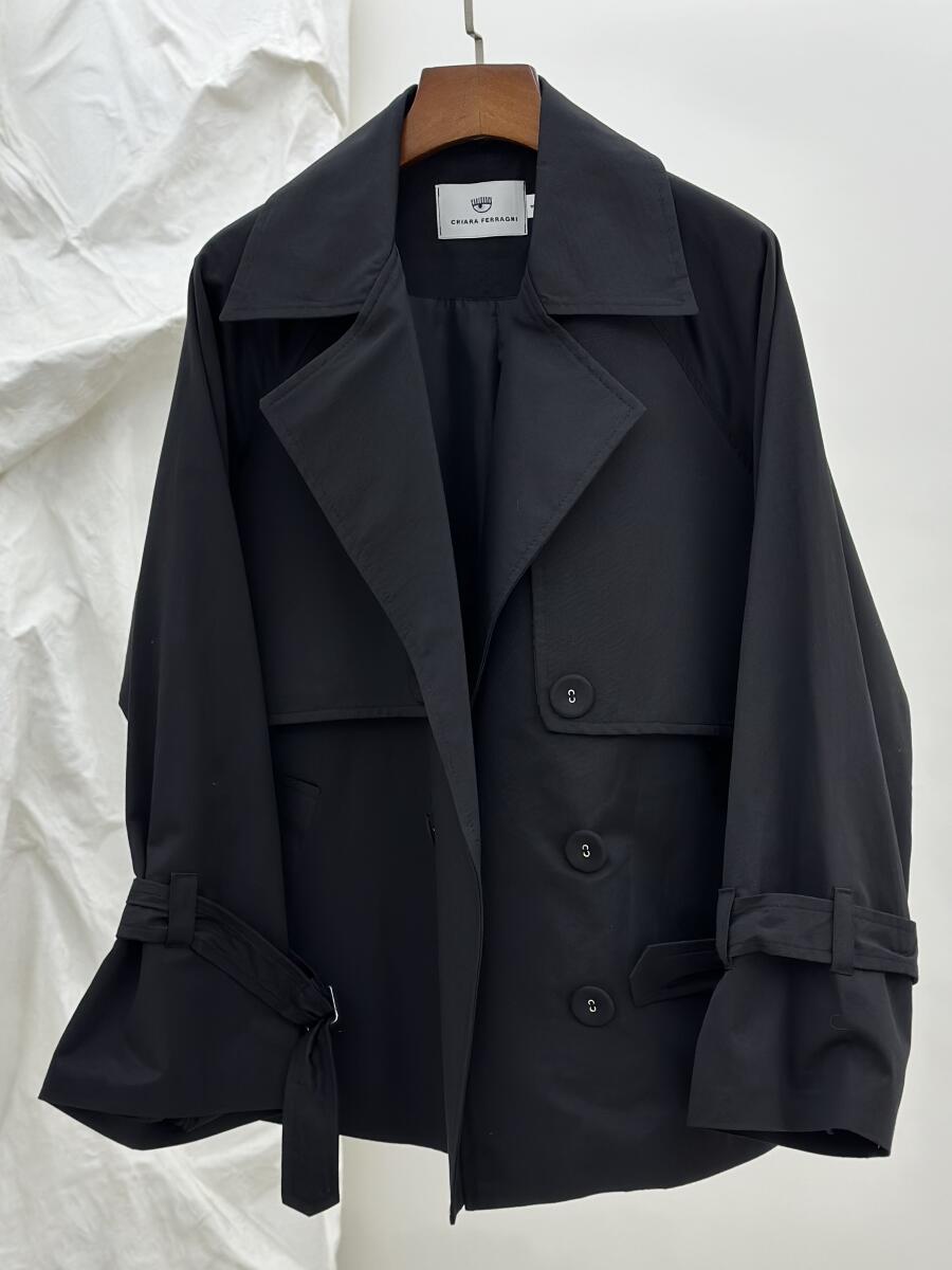 بارانی کتان یقه طرح دوبل آستین کمربندی آستردار pd454-11