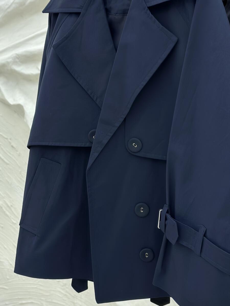 بارانی کتان یقه طرح دوبل آستین کمربندی آستردار pd454-11