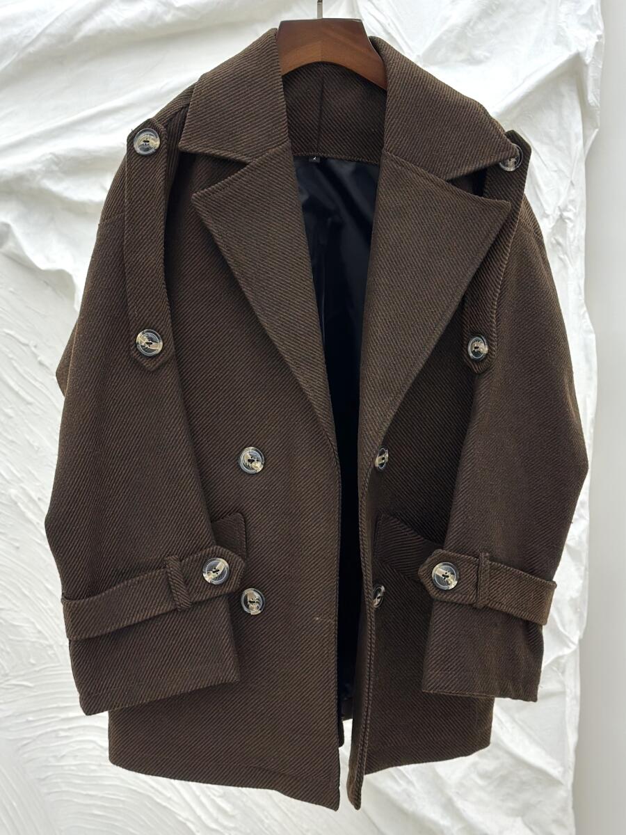 پالتو کتی طرح بافت آسیتن کمربندی آستردار pd466-12