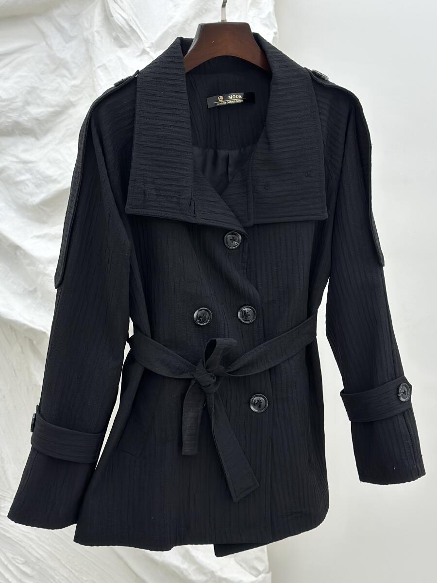 ترنچ کت طرح میله ای یقه ایستاده آستردار pd465-6