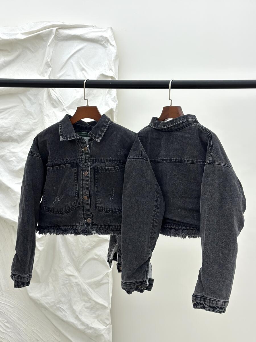 کت جین کراپی داخل تدی دکمه دار pd463-8