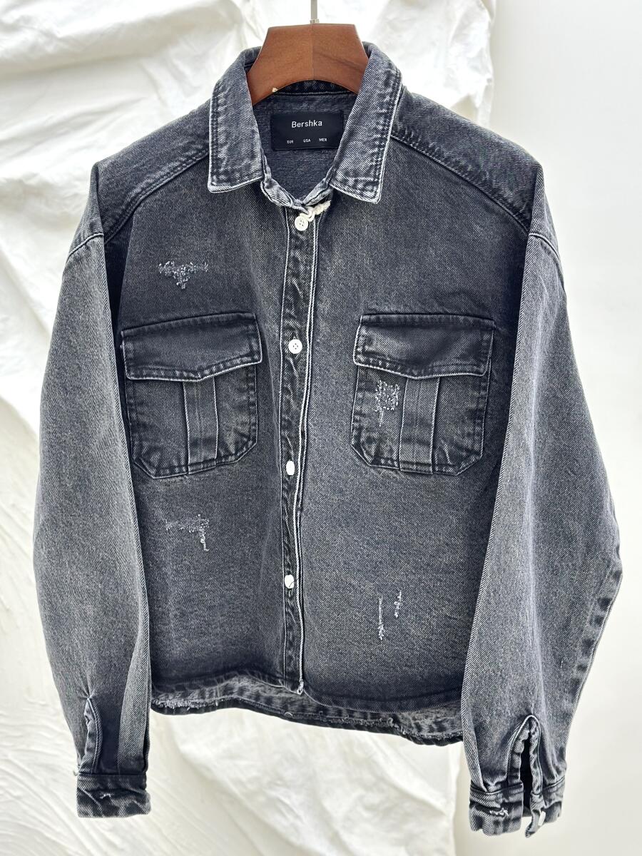 کت جین طرح زاپ جیب دار pd462-2