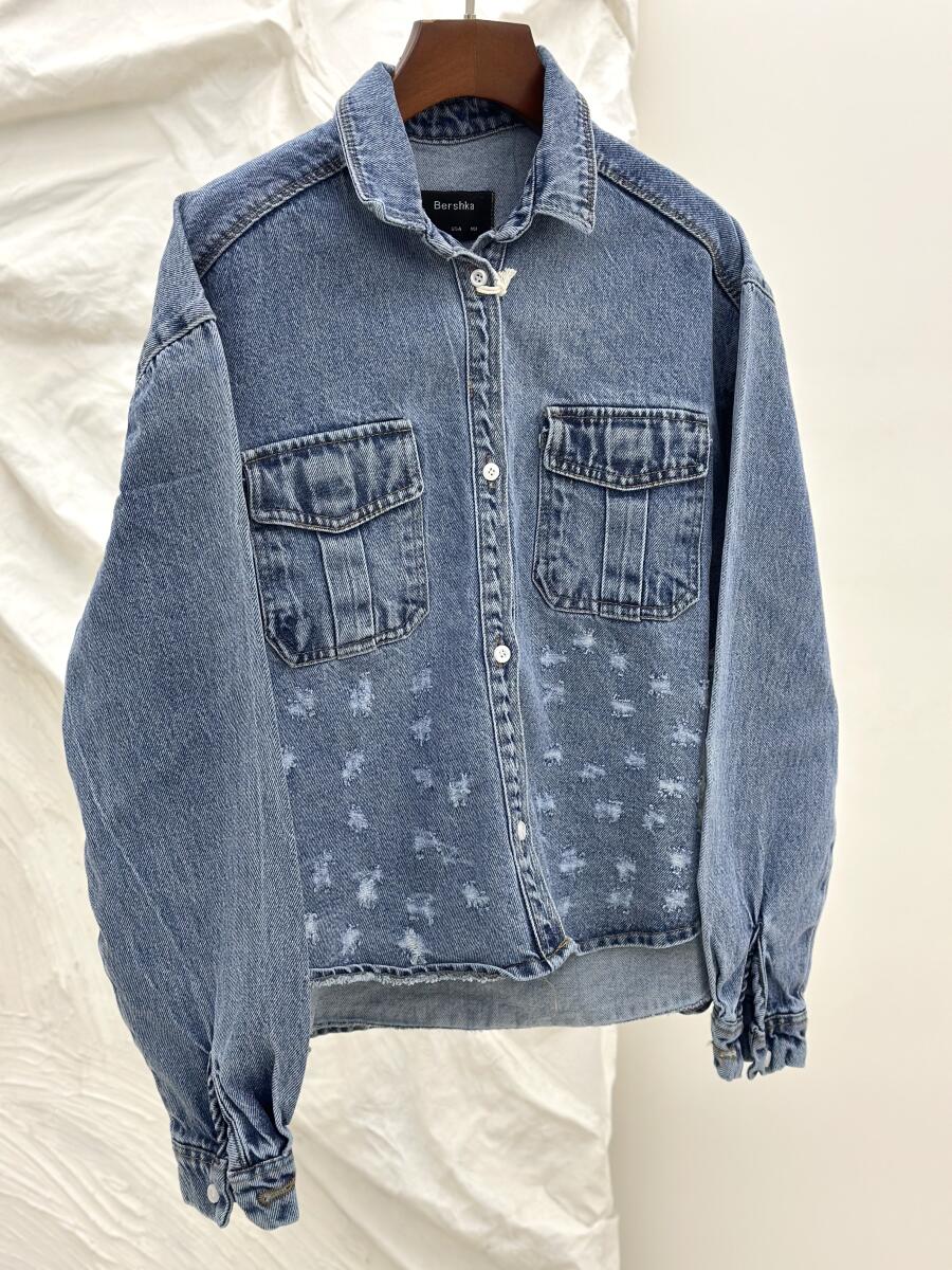 کت جین طرح زاپ جیب دار pd462-2