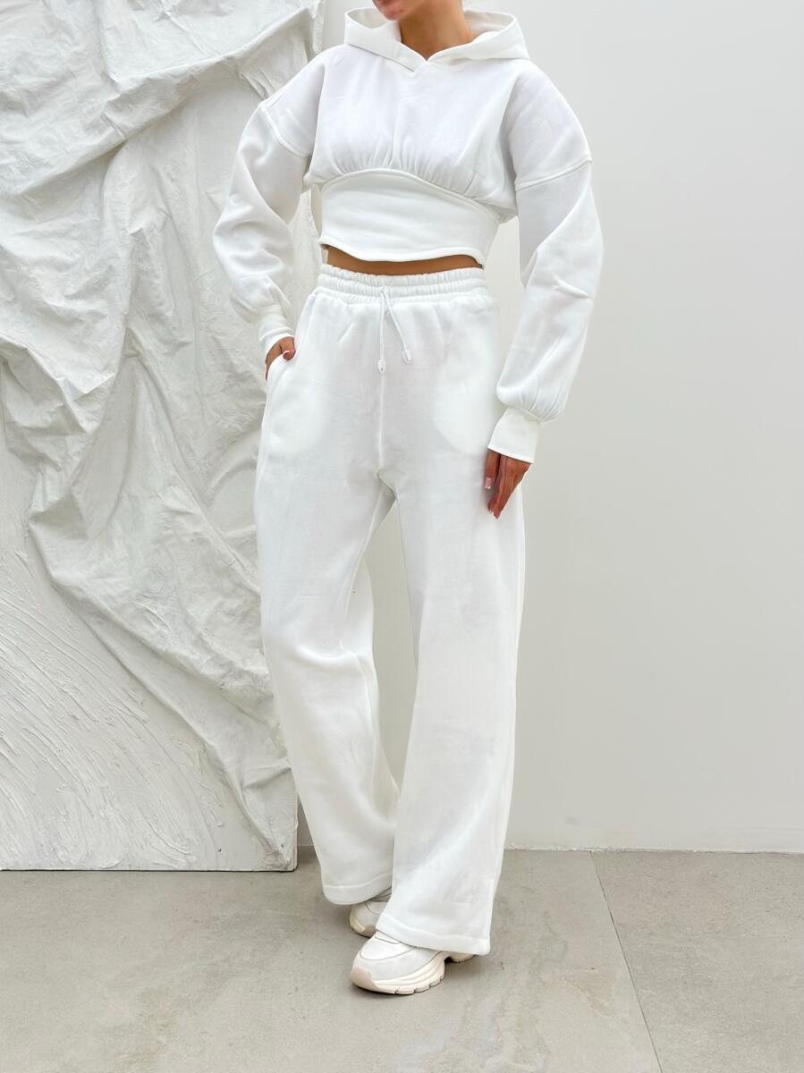 ست 2تیکه هودی کراپی کمربنددار و شلوار پارچه دورس pd476-13