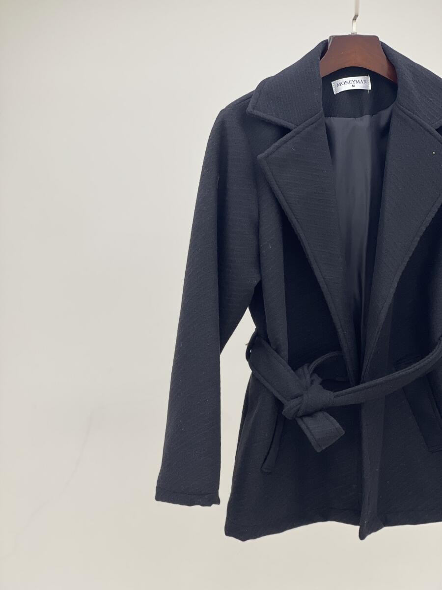 پالتو موهر کتی یقه انگلیسی کمربنددار آستردار pd474-13