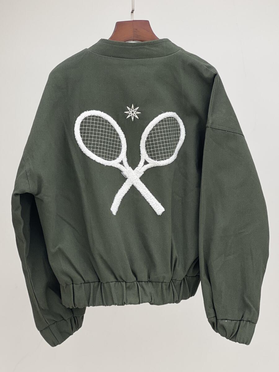 بامبر کتان کج راه گلدوزی شده طرح تنیسی pd471-13