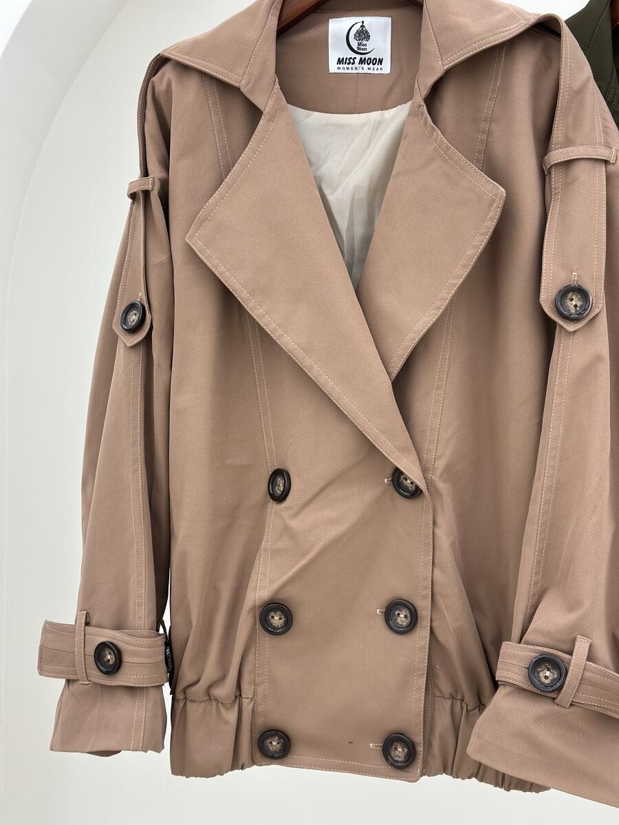 ترنچ کت آستین کمربندی پایین کش دار آستردار pd469-13