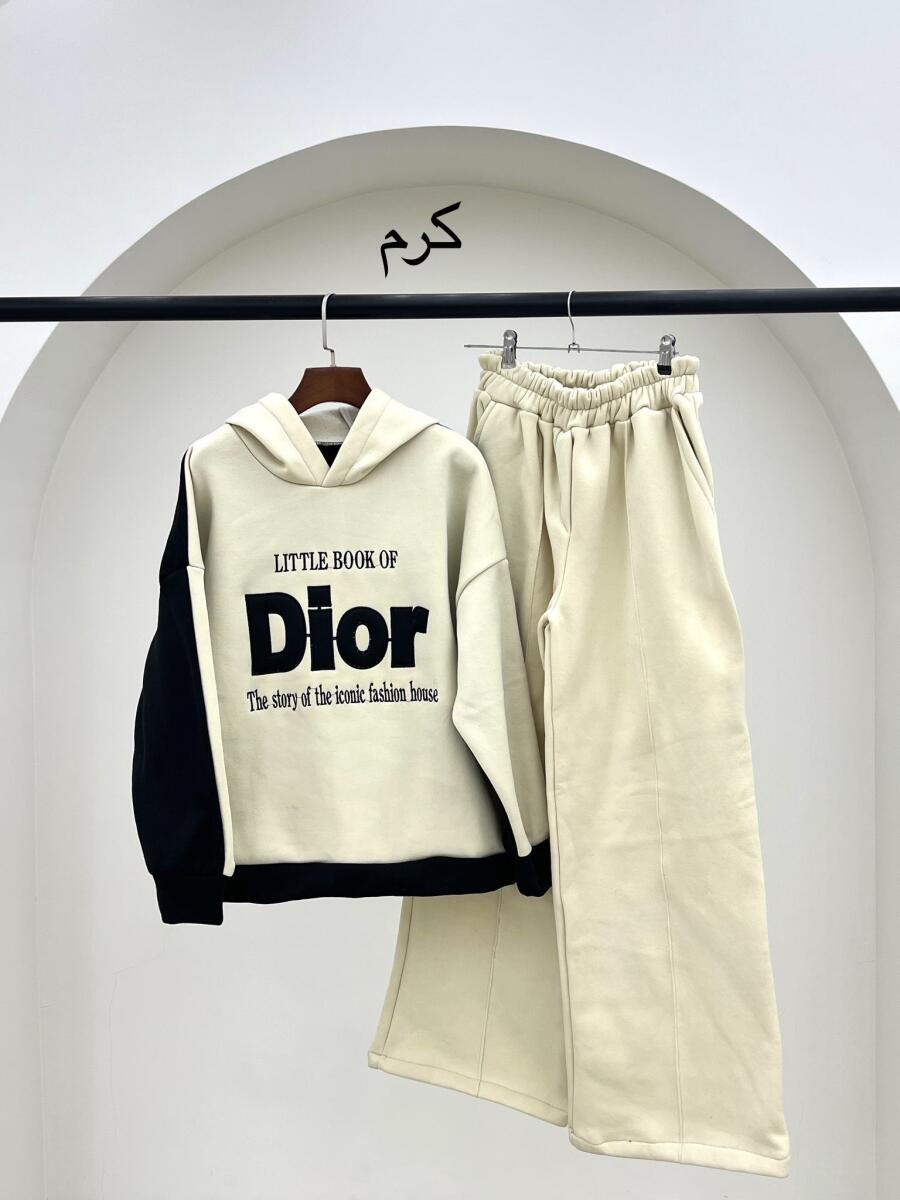 ست 2تیکه هودی کلاهدار گلدوزی شده و شلوار پارچه دورس pd483-13