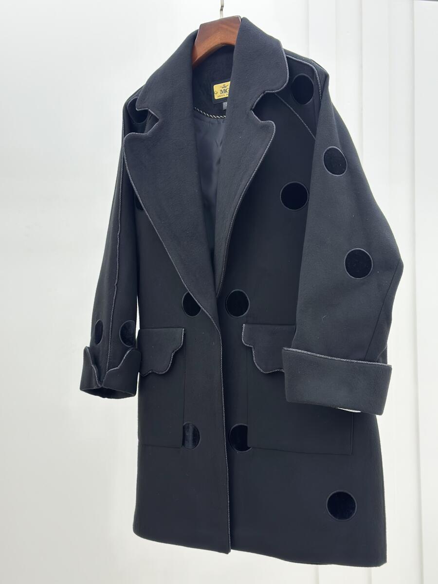 پالتو فوتر مزونی آسیتن دوبل اپلیکه دوزی شده مخمل آستردار pd493-8