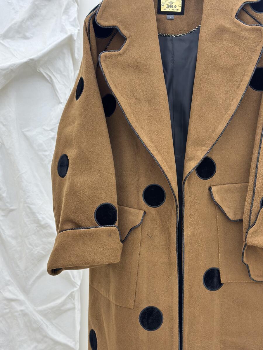 پالتو فوتر مزونی آسیتن دوبل اپلیکه دوزی شده مخمل آستردار pd493-8