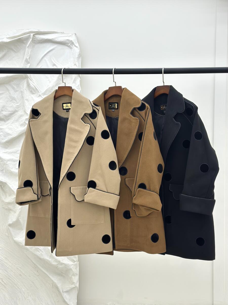 پالتو فوتر مزونی آسیتن دوبل اپلیکه دوزی شده مخمل آستردار pd493-8