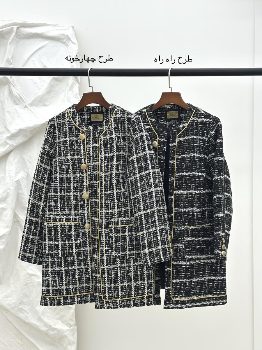 پالتو شانل میدی مغزی دوزی شده آستردار pd489-6