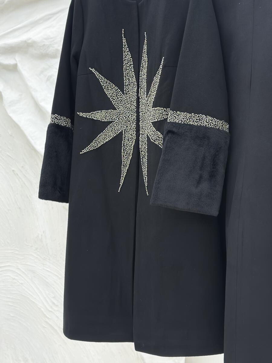 پالتو فوتر مجلسی منجوق دوزی شده آستین پوست آستردار pd488-13