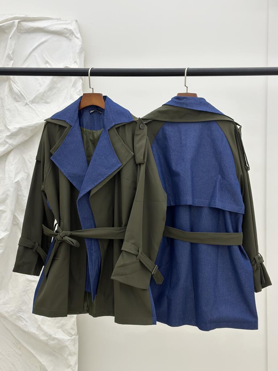 بارانی سانتانا یقه طرح دوبل خرج کار جین آستردار pd507-3