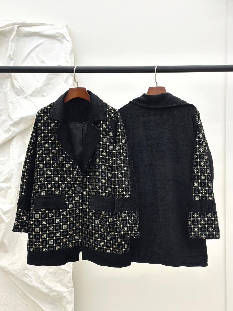 پالتو مخمل کتی سوزن دوزی شده آستردار pd506-10