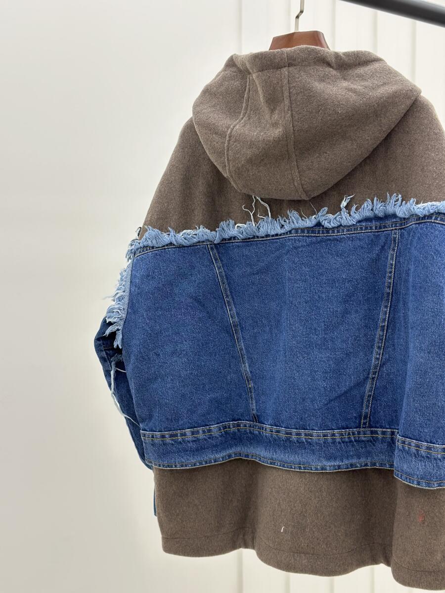 کاپشن زیپی ترکیب موهر وجین pd504-8