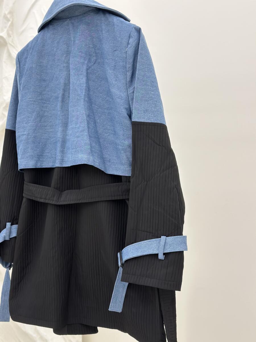 بارانی طرح میله ای خرج کار جین آستردار pd503-6