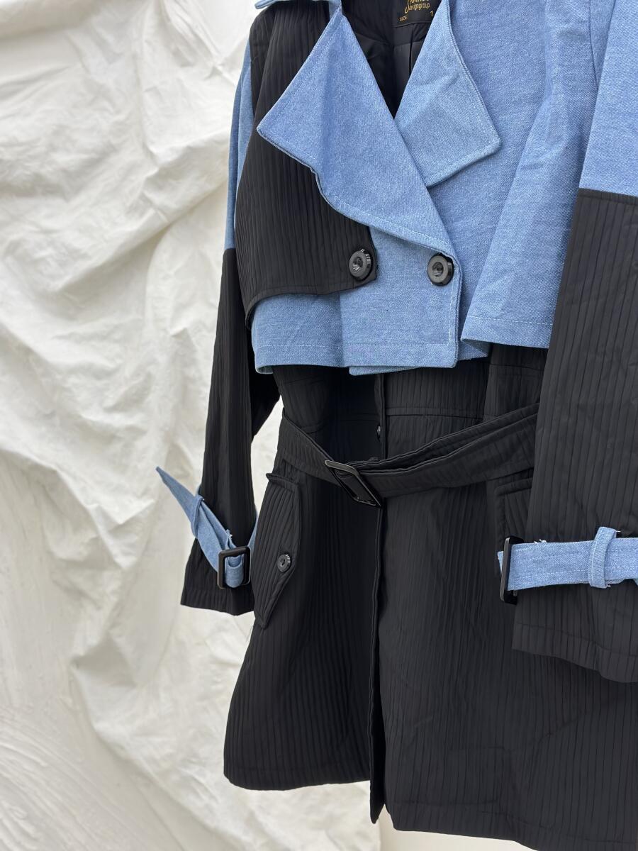 بارانی طرح میله ای خرج کار جین آستردار pd503-6