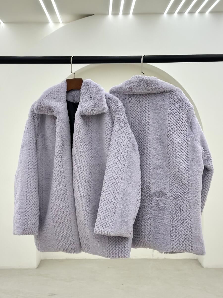 پالتو پوست مزونی پارچه طرح دار آستردار pd517-3