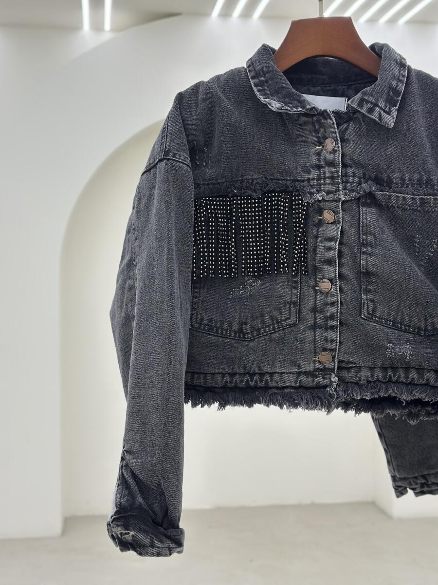 کت جین داخل تدی جیب طرح ریشه ای pd514-13