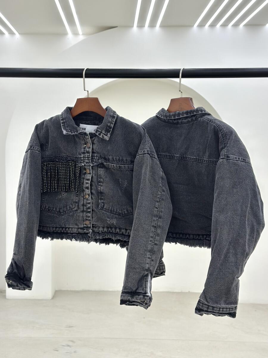 کت جین داخل تدی جیب طرح ریشه ای pd514-13