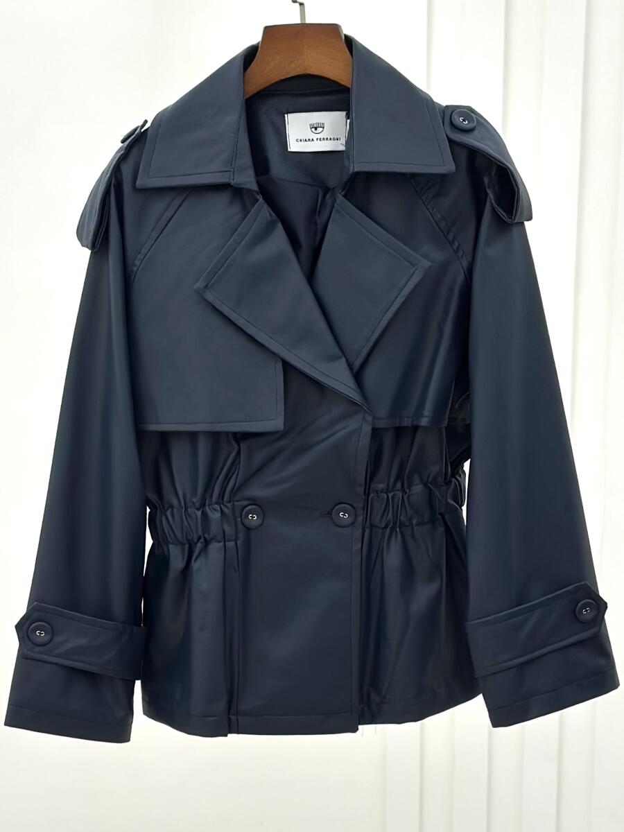 پالتو چرم کتی 2دکمه کمر کش دار آستردار pd522-12