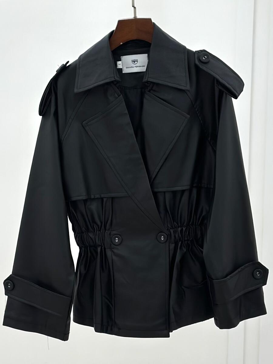 پالتو چرم کتی 2دکمه کمر کش دار آستردار pd522-12