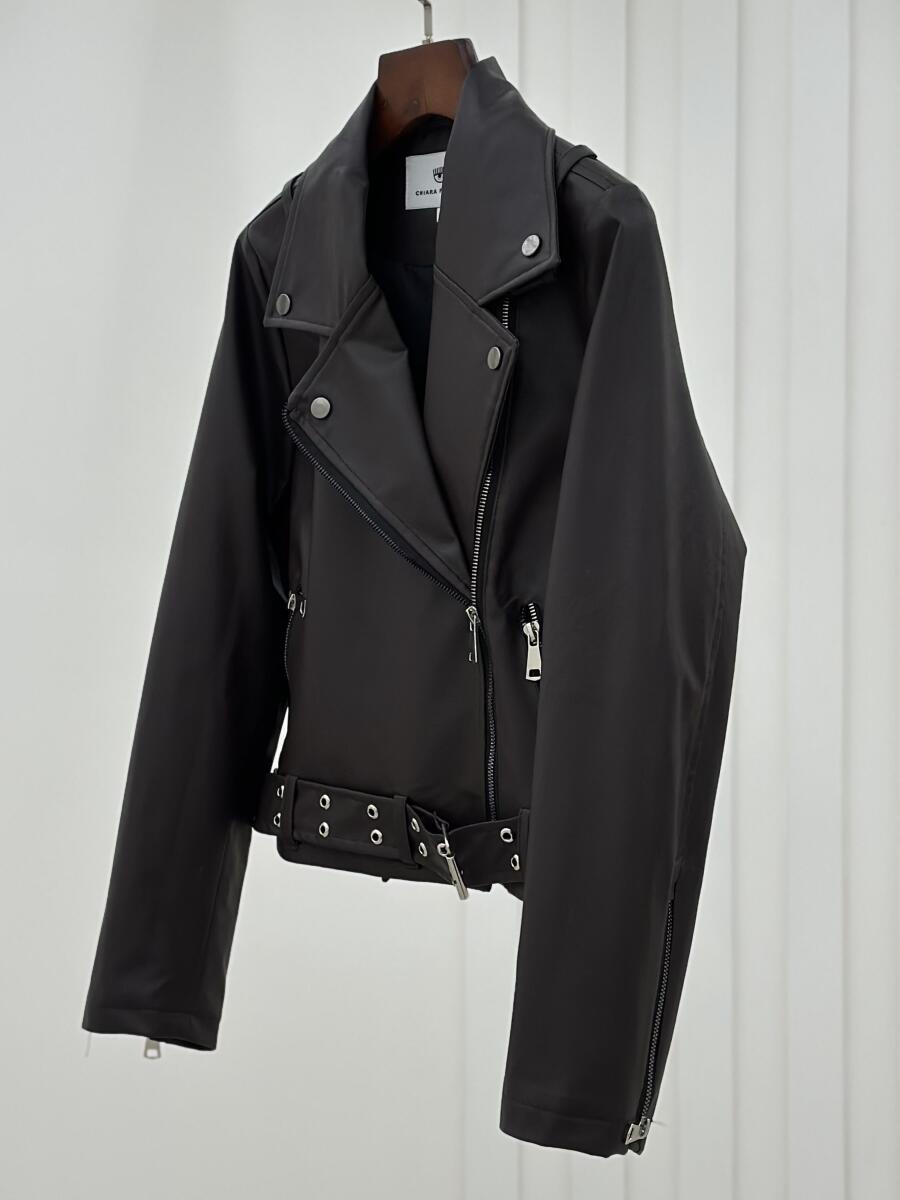 کاپشن چرم یقه پلیسی پایین کمربندی آستردار pd521-9