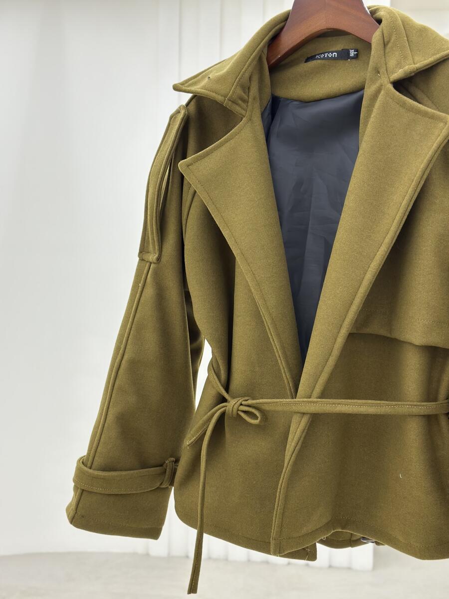 پالتو فوتر یقه طرح دوبل آستین کمربندی آستردار pd536-8