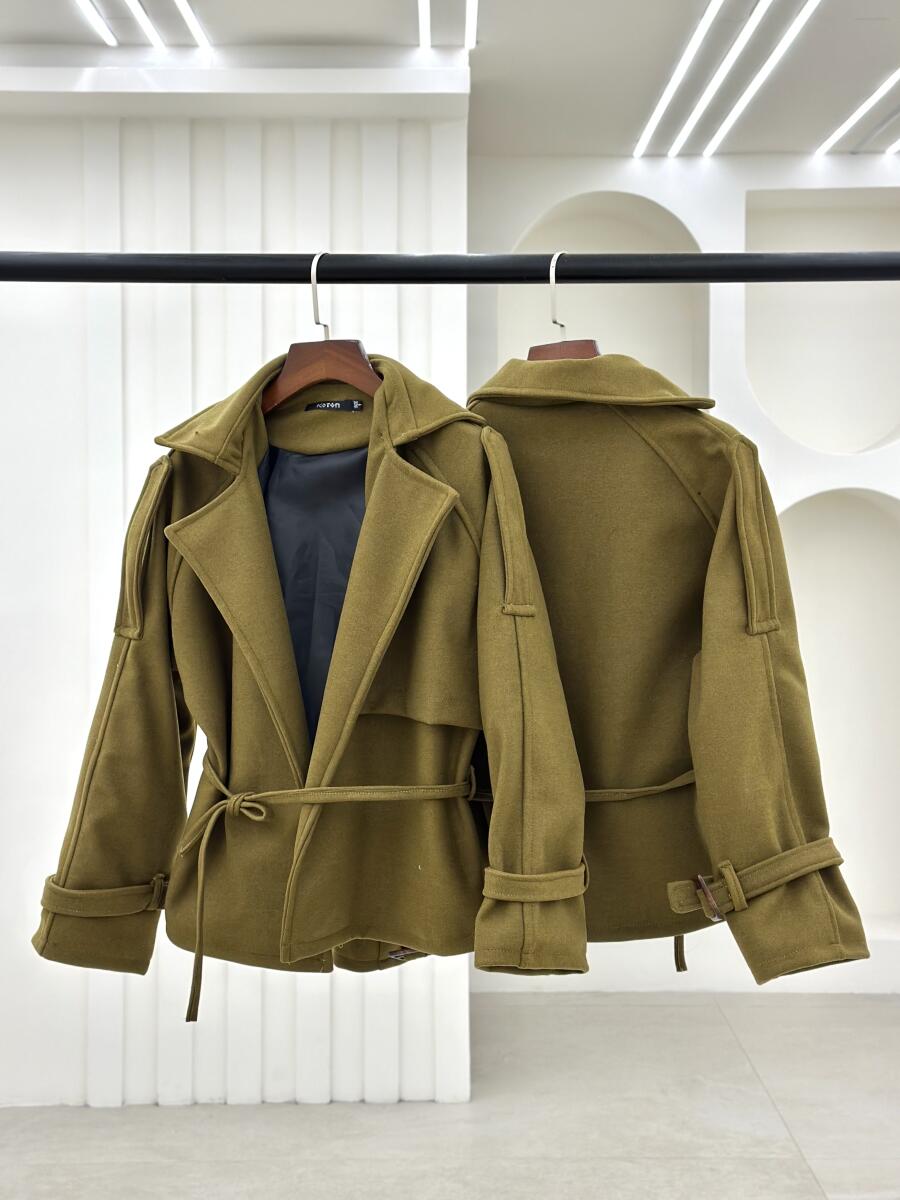 پالتو فوتر یقه طرح دوبل آستین کمربندی آستردار pd536-8