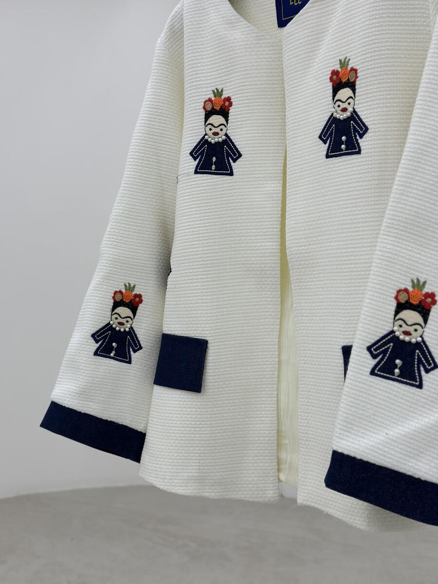 پالتو شانل مزونی اپلیکه دوزی شده طرح فریدا آستردار pd531-2