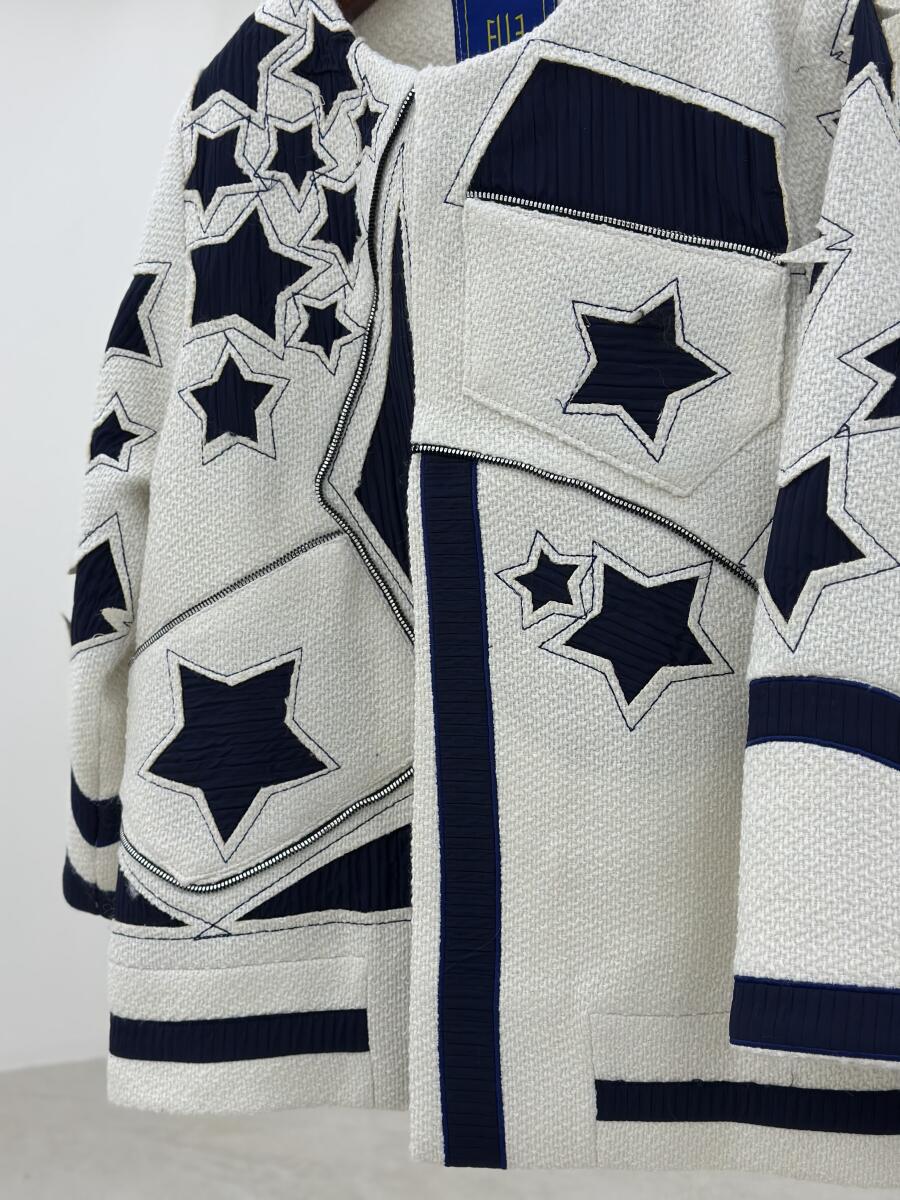 پالتو طرح بافت مزونی طرح ستاره ای آستردار pd529-13