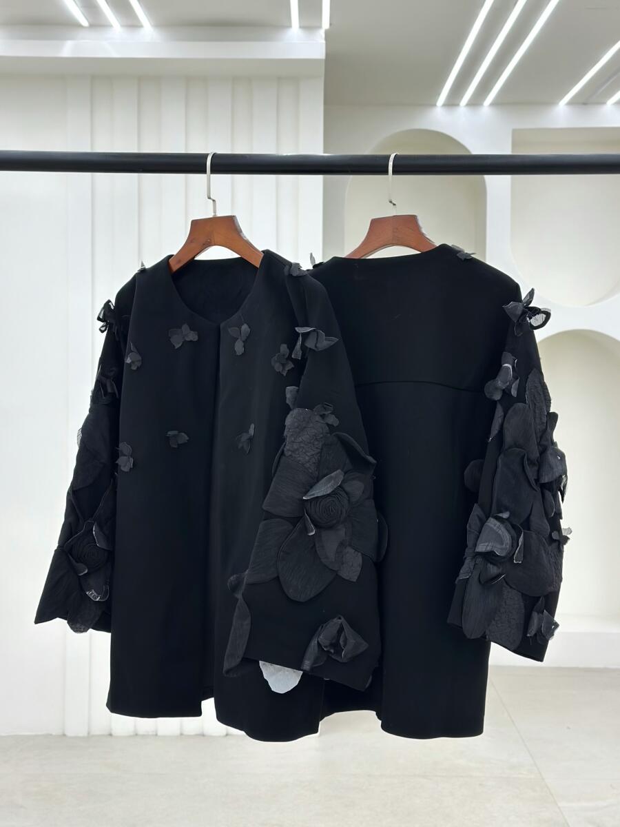 کت پاییزه مجلسی اپلیکه دوزی شده طرح گل pd527-1