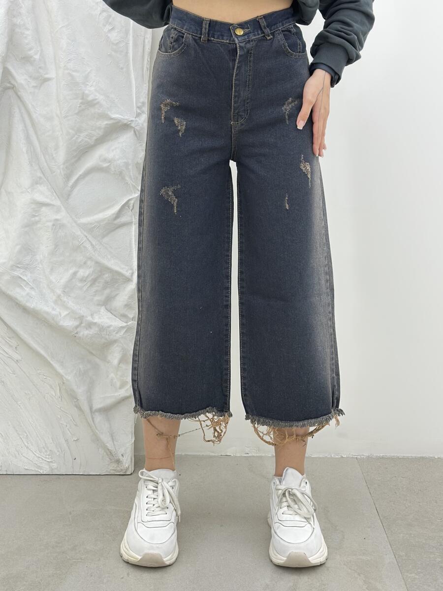 شلوار جین نیم بگ طرح زاپ sh208