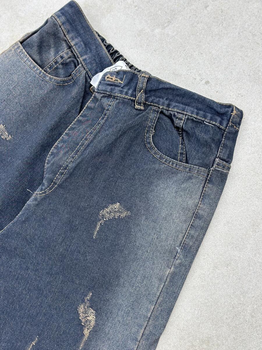 شلوار جین نیم بگ طرح زاپ sh208