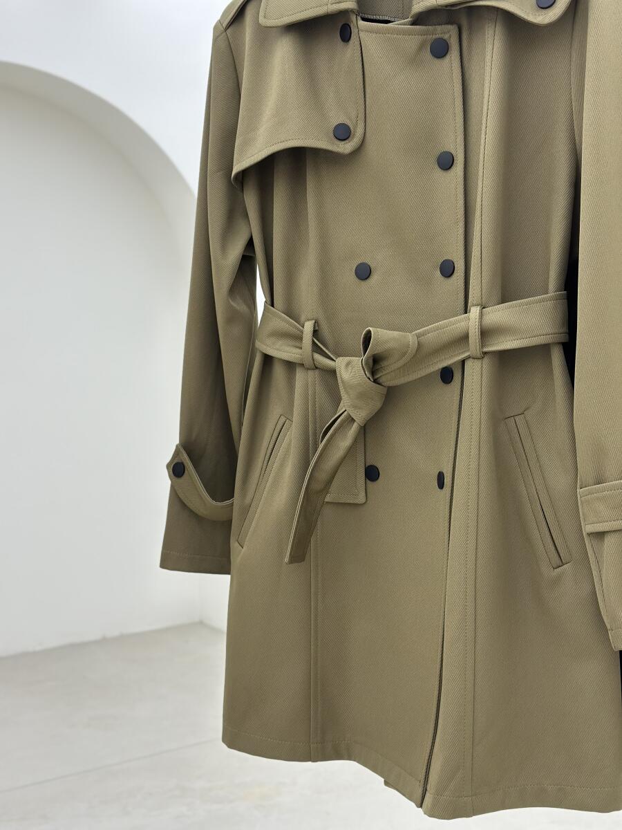 ترنچ کت کتان کج راه آستین پاگون دار pd538-2