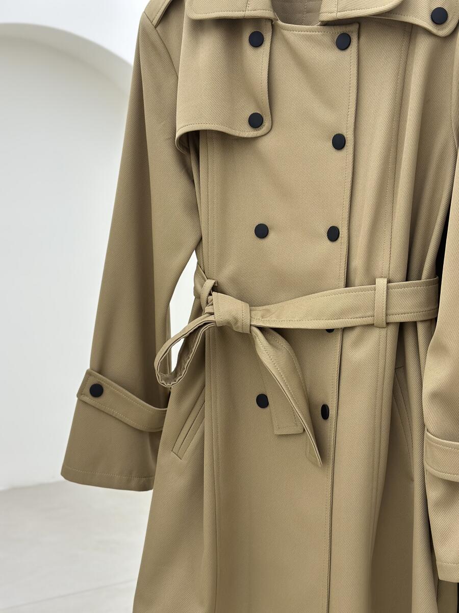 ترنچ کت کتان کج راه آستین پاگون دار pd538-2