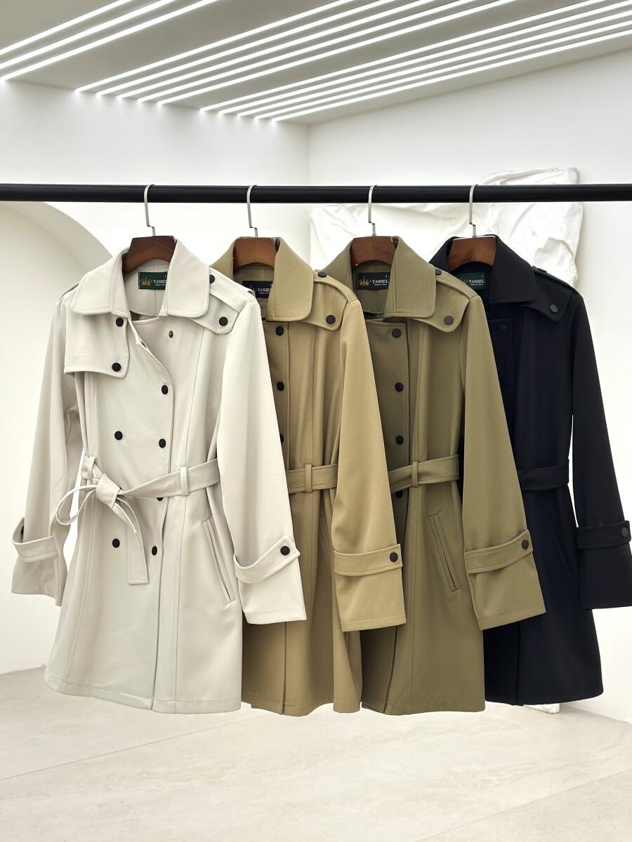 ترنچ کت کتان کج راه آستین پاگون دار pd538-2