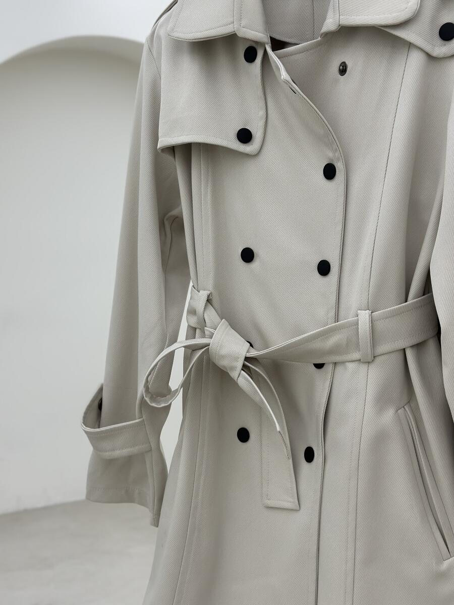 ترنچ کت کتان کج راه آستین پاگون دار pd538-2