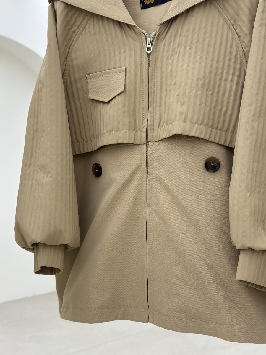 بارانی کتان اسپرت کلاه دار زیپی آستردار pd539-3