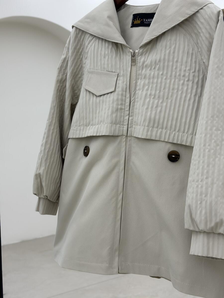 بارانی کتان اسپرت کلاه دار زیپی آستردار pd539-3