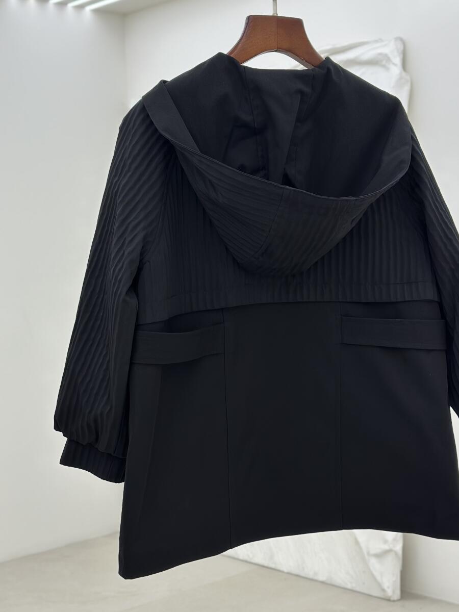 بارانی کتان اسپرت کلاه دار زیپی آستردار pd539-3