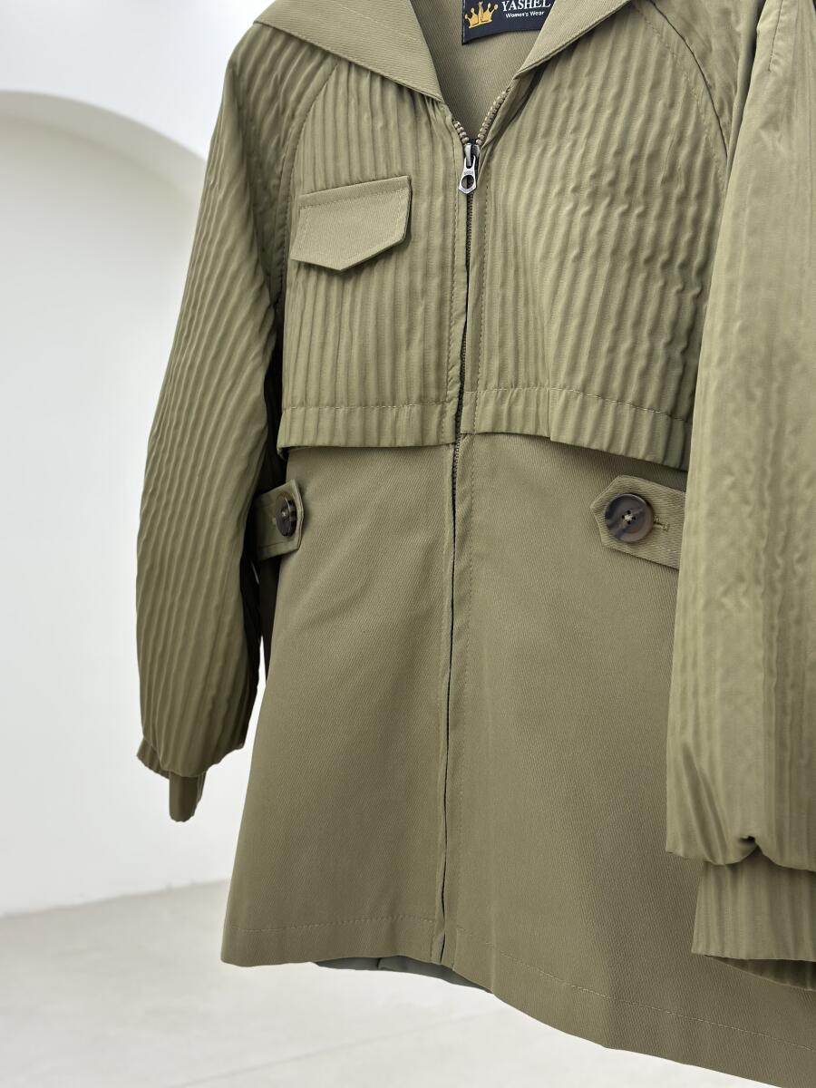 بارانی کتان اسپرت کلاه دار زیپی آستردار pd539-3