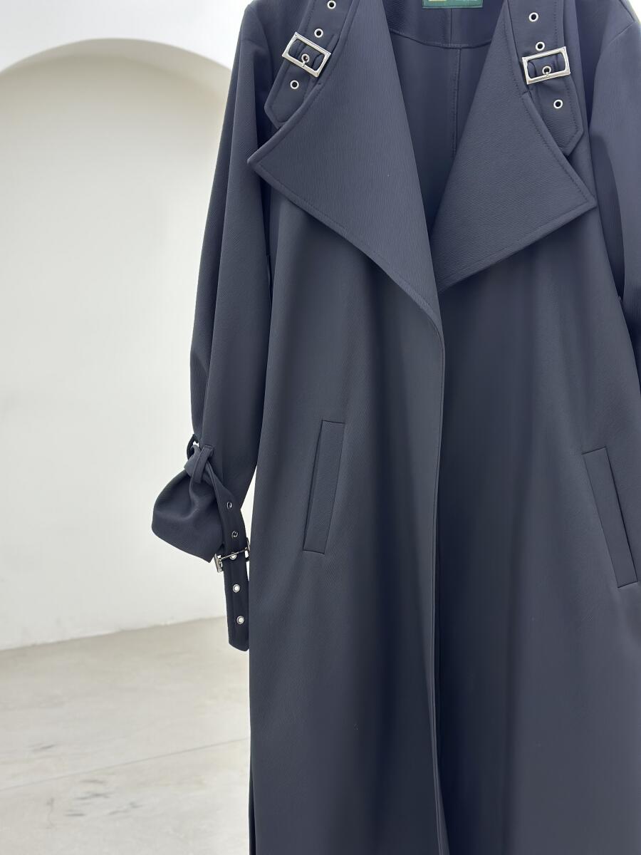 بارانی کتان کج راه یقه طرح کمربندی pd540-11