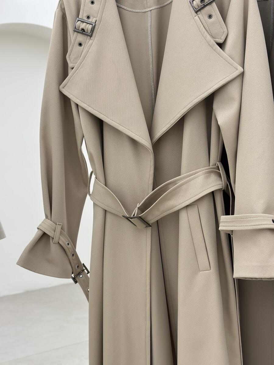 بارانی کتان کج راه یقه طرح کمربندی pd540-11