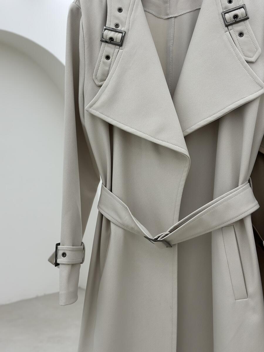 بارانی کتان کج راه یقه طرح کمربندی pd540-11