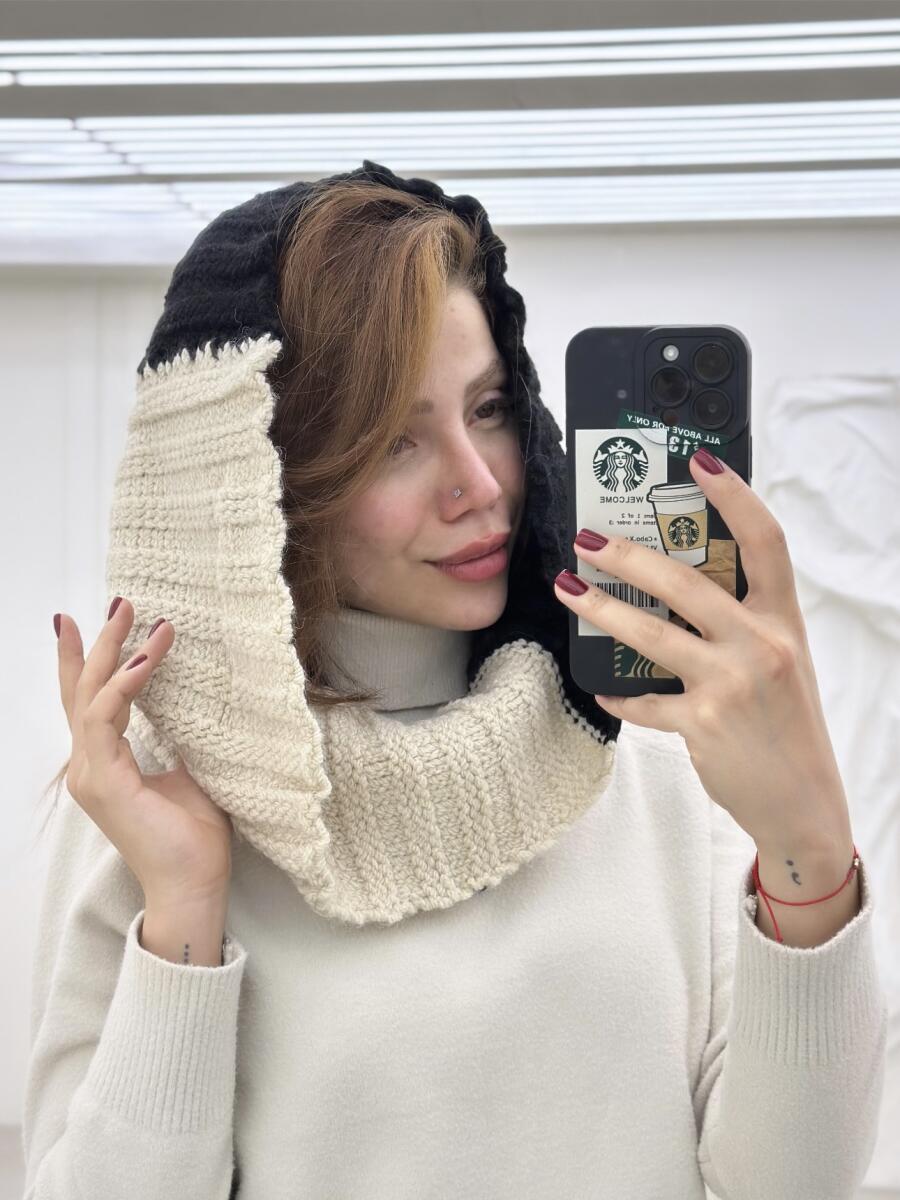 شال گردن بافت رینگی طرح 2 رنگ id23