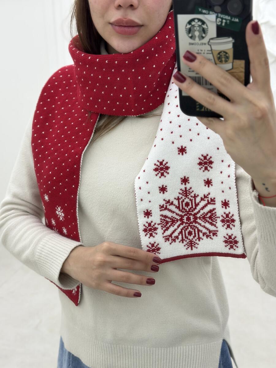 ست 2تیکه کلاه و شال گردن طرح کریسمسی 2رو id14